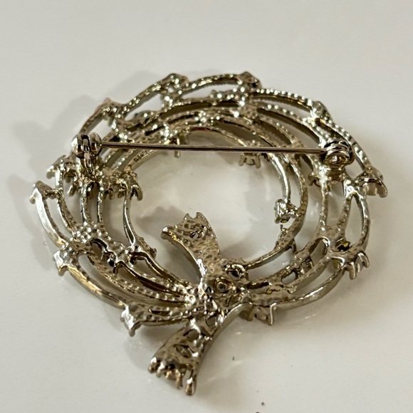 Vintage Multi Circle Rhinestones Ribbon Brooch - Picture 3 of 5